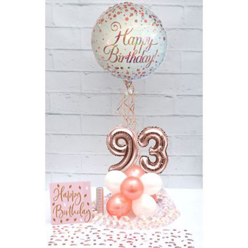 Partydeko-Set zum 93. Geburtstag in Rosegold, Happy Birthday