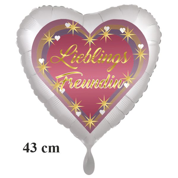 Lieblings Freundin. Herzluftballon aus Folie, 43cm, satinweiß Lieblings Freundin. Herzluftballon aus Folie, 43cm, satinweiß