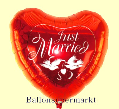 Großer Jumbo Herzluftballon in Rot zur Hochzeit, Just Married