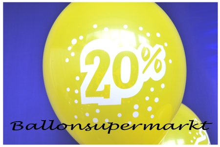 Luftballon in Gelb zur Rabattaktion, 20 Prozent Rabatt