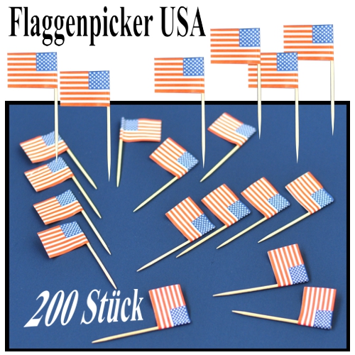 USA Flaggenpicker, Tischdeko USA-Party