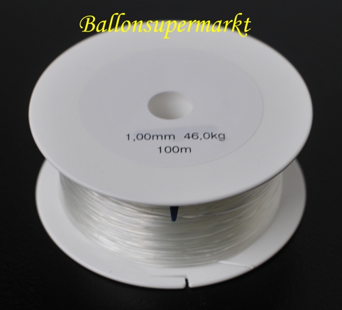 Ballonband-Perlonschnur-100-Meter-reissfeste-Ballonleine, 1mm Tragkraft 46kg