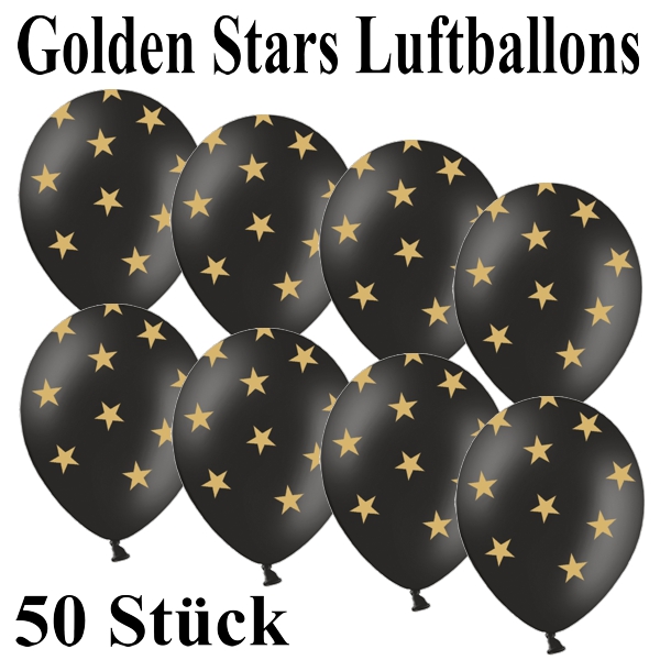 schwarze-Golden-Stars-Luftballons-50-Stueck-zu-Silvester