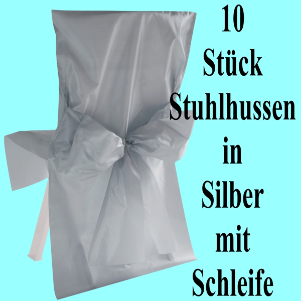 Silberne Stuhlhussen mit Schleifen, 10 Stück