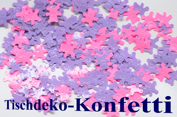 Teddybärchen Tischdeko Konfetti, Pink, Mädchen, zu Taufe und Geburt