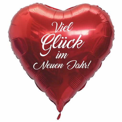 Großer, roter Herzballon: Viel Glück im Neuen Jahr!