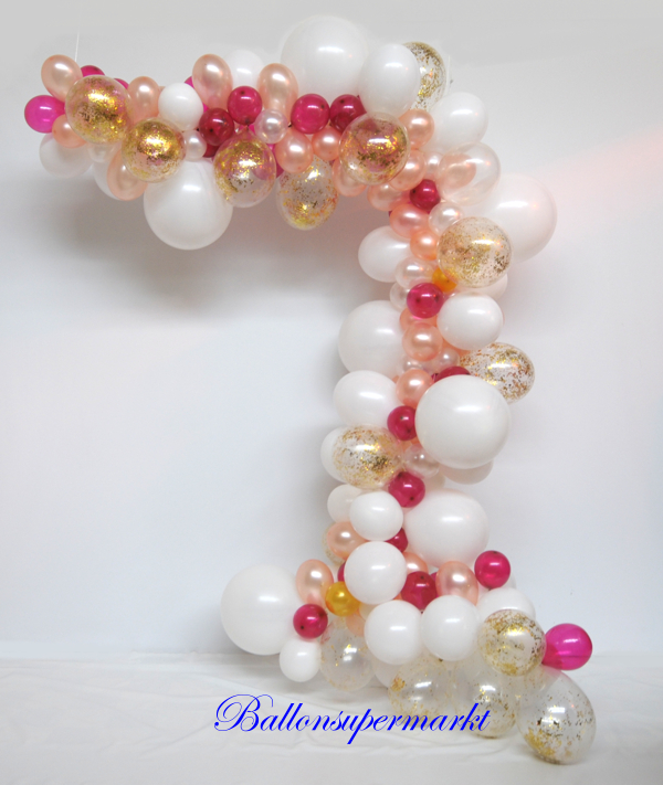 Wild zusammengestellte, moderne Ballongirlande Gold-Pink