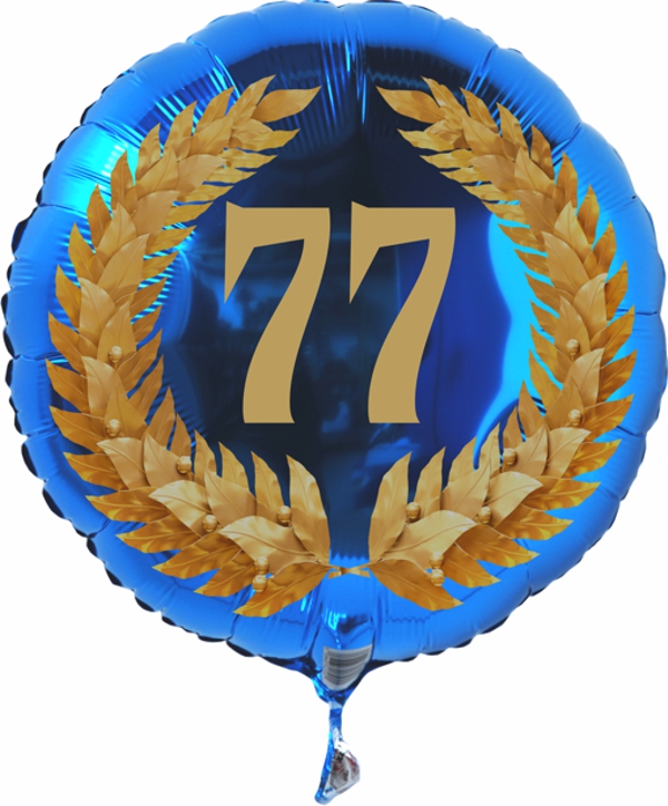 Zum 77. Geburtstag, Jubiläum, Jahrestag, Luftballon Zahl 77 mit Ballongas