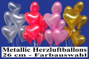 Herzluftballons 26 cm Metallic