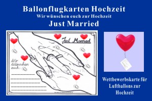Ballonflug-Karte Hochzeit, Just Married