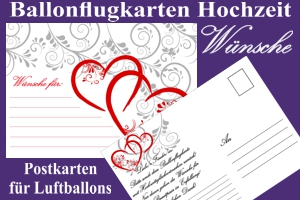 Ballonflugkarten Hochzeit, Wünsche für das Hochzeitspaar