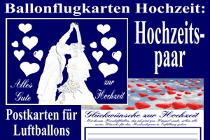 Ballonflugkarten Hochzeit, Hochzeitspaar