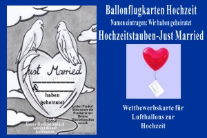 Ballonflugkarten Hochzeit, Hochzeitstauben