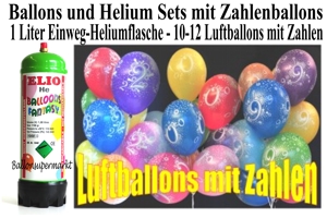 Kindergeburtstag Ballons und Helium Sets mit Zahlenballons aus Latex