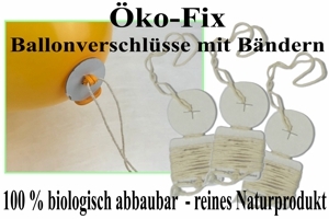 Öko-Fixverschlüsse mit Ballonbändern für Luftballons bis 40 cm Ø