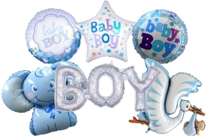 Folienballons zu Geburt und Taufe, Junge, Boy, ungefüllt