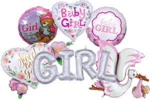 Folienballons zu Geburt und Taufe, Mädchen, Girl, ungefüllt