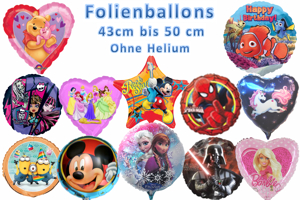 Folienballons 43 cm bis 50 cm Motive, ohne Helium