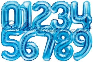 Zahlen Luftballons aus Folie, 35 cm, Blau