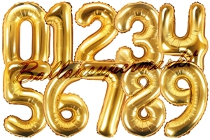Zahlen Luftballons aus Folie, 35 cm, Gold