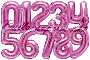 Zahlen Luftballons aus Folie, 35 cm, Pink