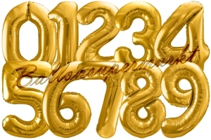 Folienballons Zahlen Gold, 86 cm