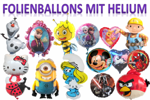 Folienballons mit Helium in Kartonagen