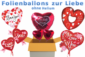 Folienballons Liebe & "I Love You" ohne Helium