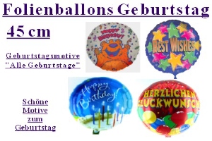 Geburtstag 45 cm Folienballons Allgemein (ohne Helium)