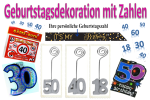 Geburtstag Dekoration "Zahlen" Geburtstag Dekoration "Zahlen"