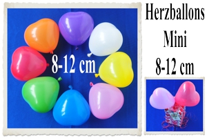 Herzluftballons 8-12 cm
