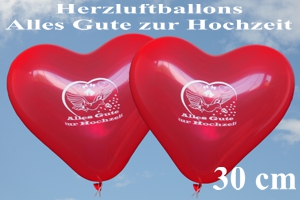 Herzluftballons, Alles Gute zur Hochzeit, 30 cm