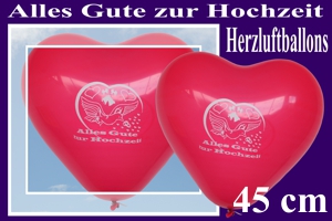 Große Herzluftballons, Alles Gute zur Hochzeit, 45 cm