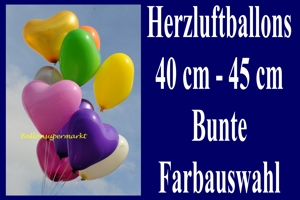 Herzluftballons 40 - 45 cm, bunte Farbauswahl