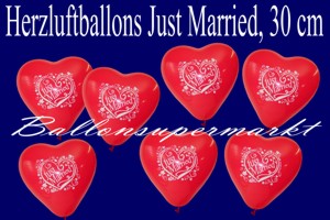 Herzluftballons Just Married 30 cm