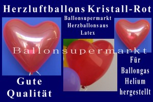 Herzluftballons Kristall-Rot