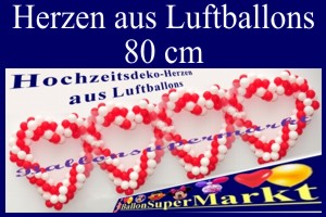 Hochzeitsherzen aus Luftballons, 80 cm, Hochzeitsdekoration