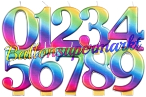 Rainbow Zahlen Geburtstagskerzen 