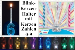 Geburtstagskerzen mit blinkenden Kerzenhaltern Geburtstagskerzen mit blinkenden Kerzenhaltern