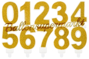 Gold Glitter Zahlen Geburtstagskerzen