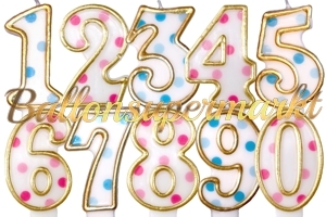 Blue & Pink Dots Zahlen Geburtstagskerzen