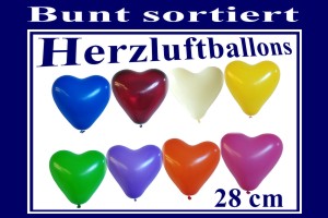 Herzluftballons 28cm "Bunt gemischt"