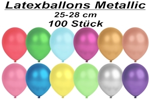 Luftballons Metallic, 25-28 cm - 100 Stück Beutel