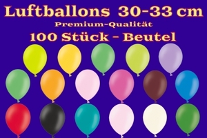 Luftballons 30-33 cm - Latexballons in Premium-Qualität - 100 Stück Beutel