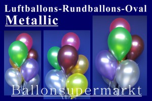Luftballons Metallic 25 cm, Rundballons Oval