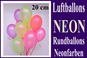 Luftballons Neonfarben, 20 cm