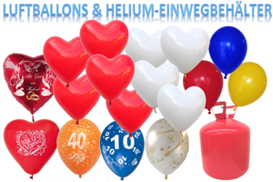 Luftballons und Helium / Einwegbehälter
