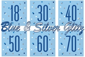 Blue & Silver Glitz, Servietten zum Geburtstag