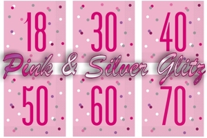 Pink & Silver Glitz, Servietten zum Geburtstag