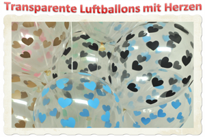 Transparente Luftballons mit Herzen